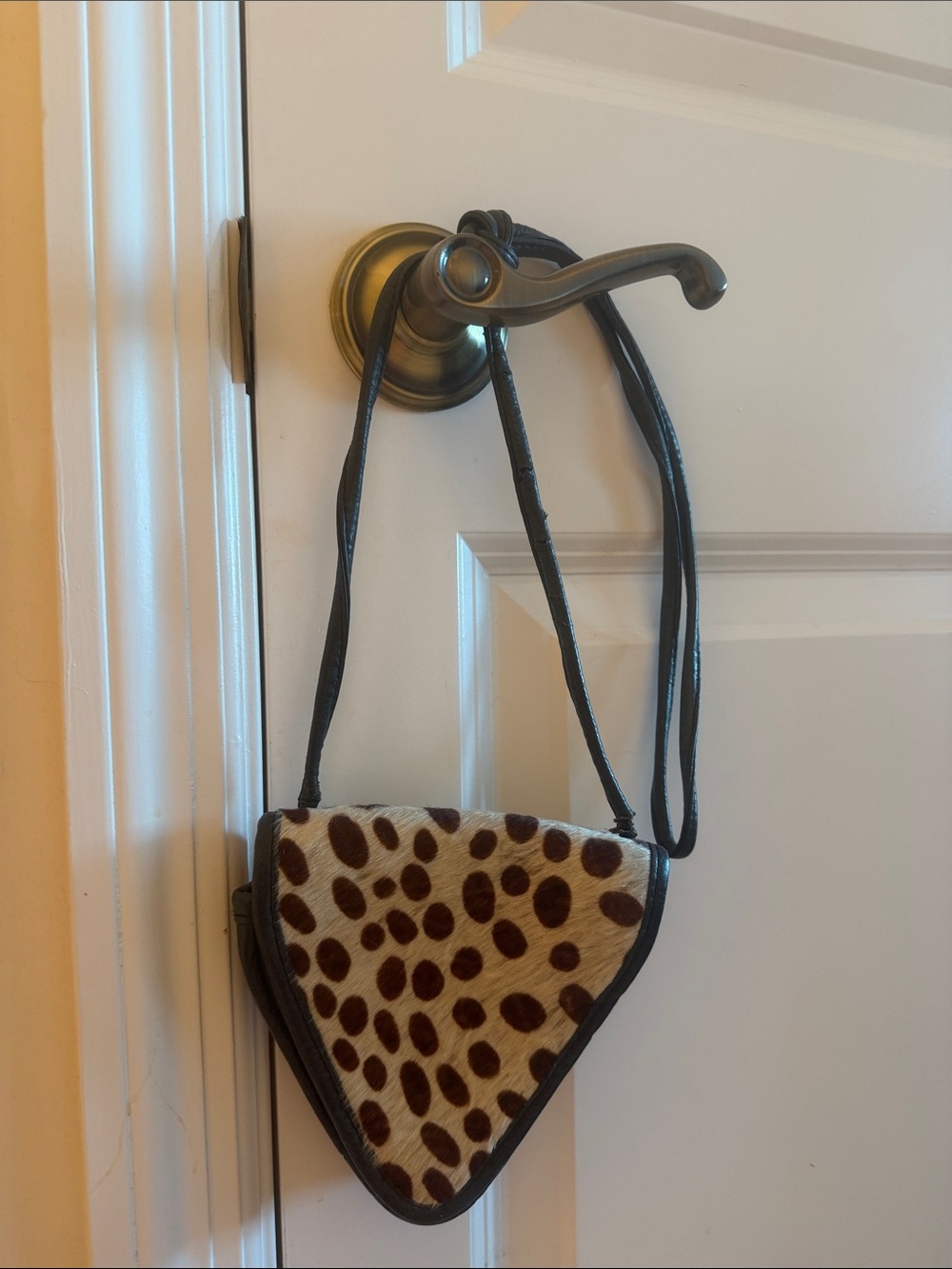 Brown Spotted Triangle Crossbody Bag - Unbranded